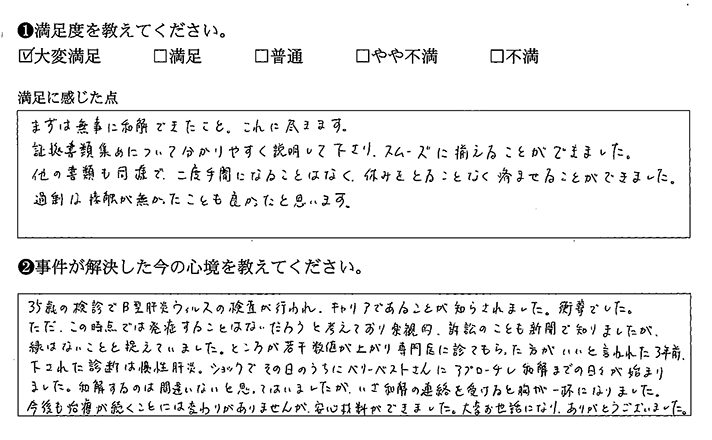 分かりやすい説明で書類集めがスムーズにできました